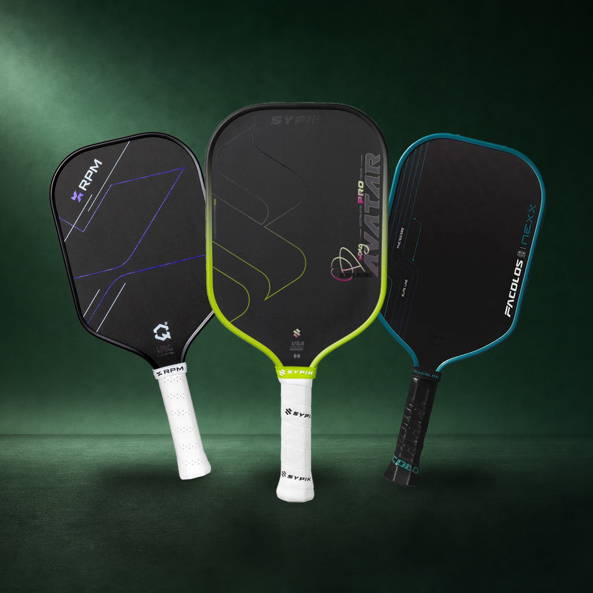 RPM Q2 Full Foam, Sypik Avatar Ultimate Pro and Facolos Nexx, three advanced pickleball paddles