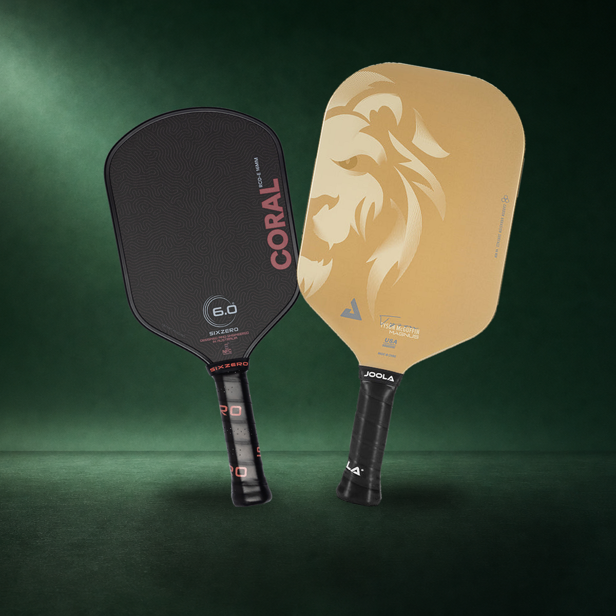 Six Zero Coral and JOOLA Magnus pickleball paddles