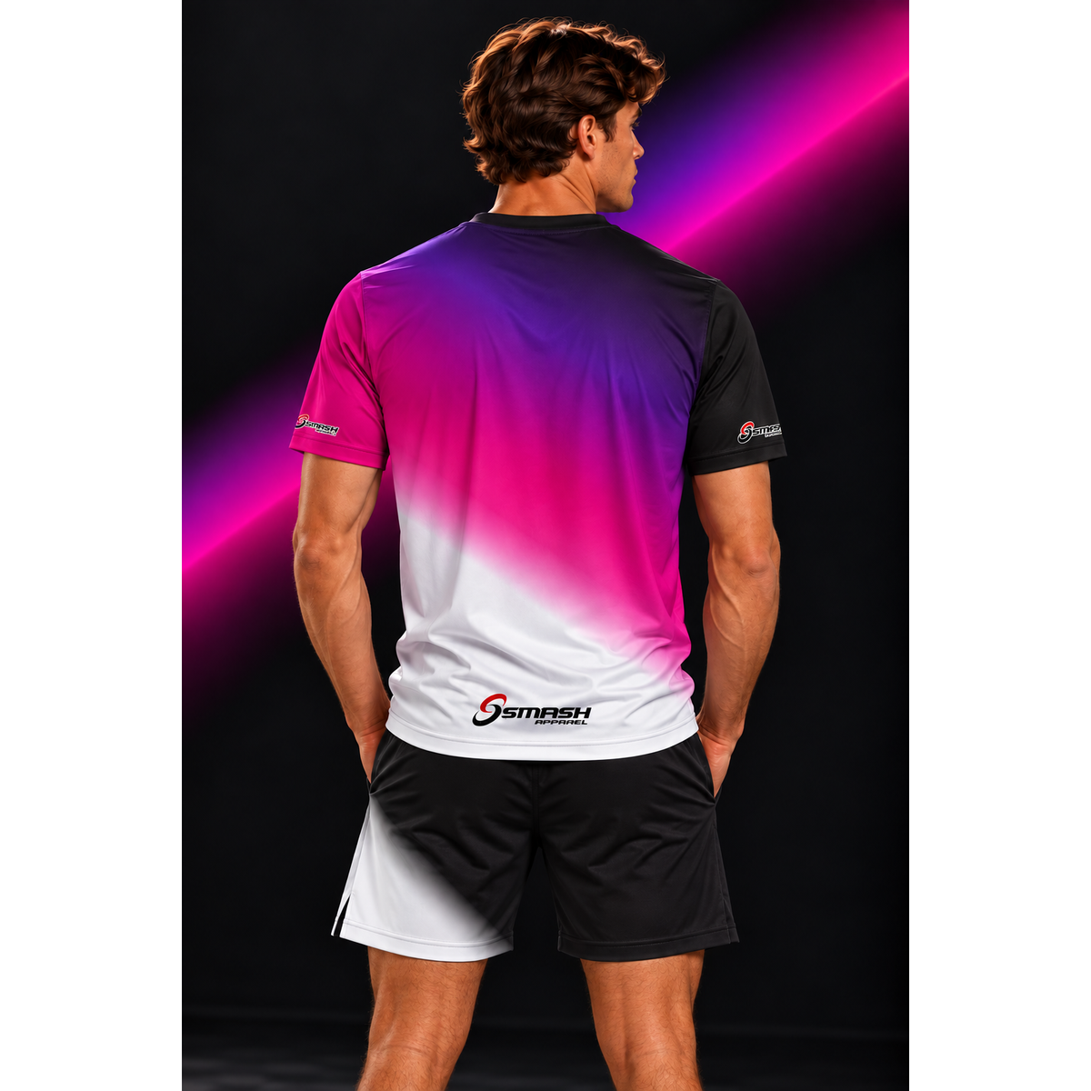 Mens Smash Apparel Performance Court Shirt - Black, Purple, Pink, White