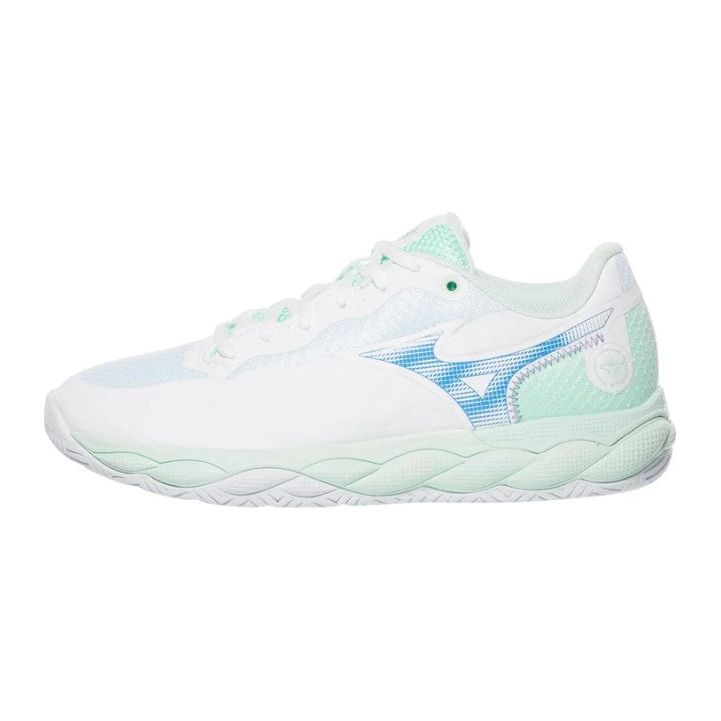 2025 Mizuno Wave Enforce Court AC - Womens (White Frontier Blue)