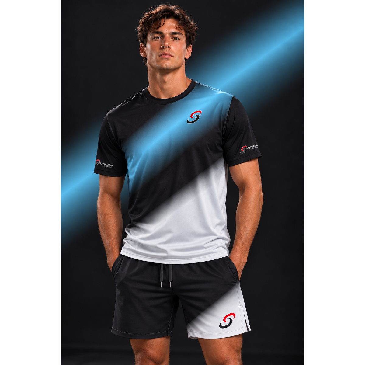 Mens Smash Apparel Performance Court Shirt - Black, Blue, White