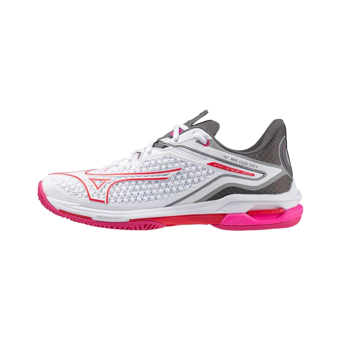 2024 Mizuno Wave Exceed Tour 6 AC Womens (White/Pink/Red) Racquet World