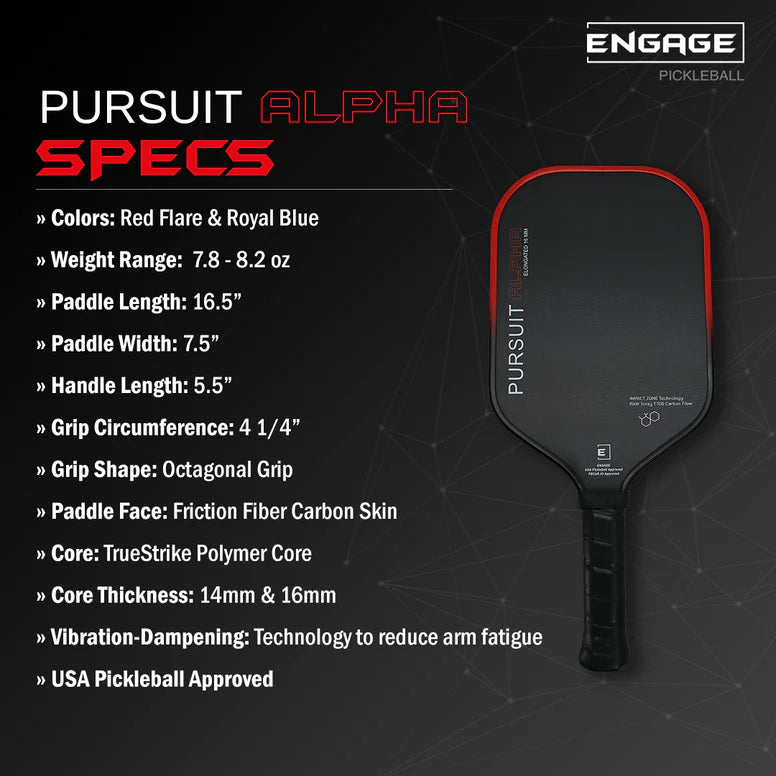 Engage Pursuit Alpha Pickleball Paddle (Red Flare)