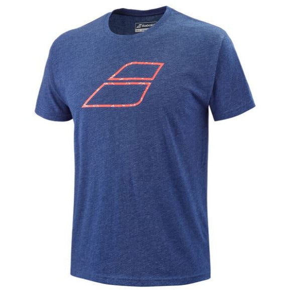 Mens Babolat Exercise Big Flag Tee (Blue with Orange Logo)