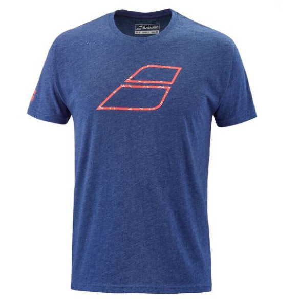Mens Babolat Exercise Big Flag Tee (Blue with Orange Logo)