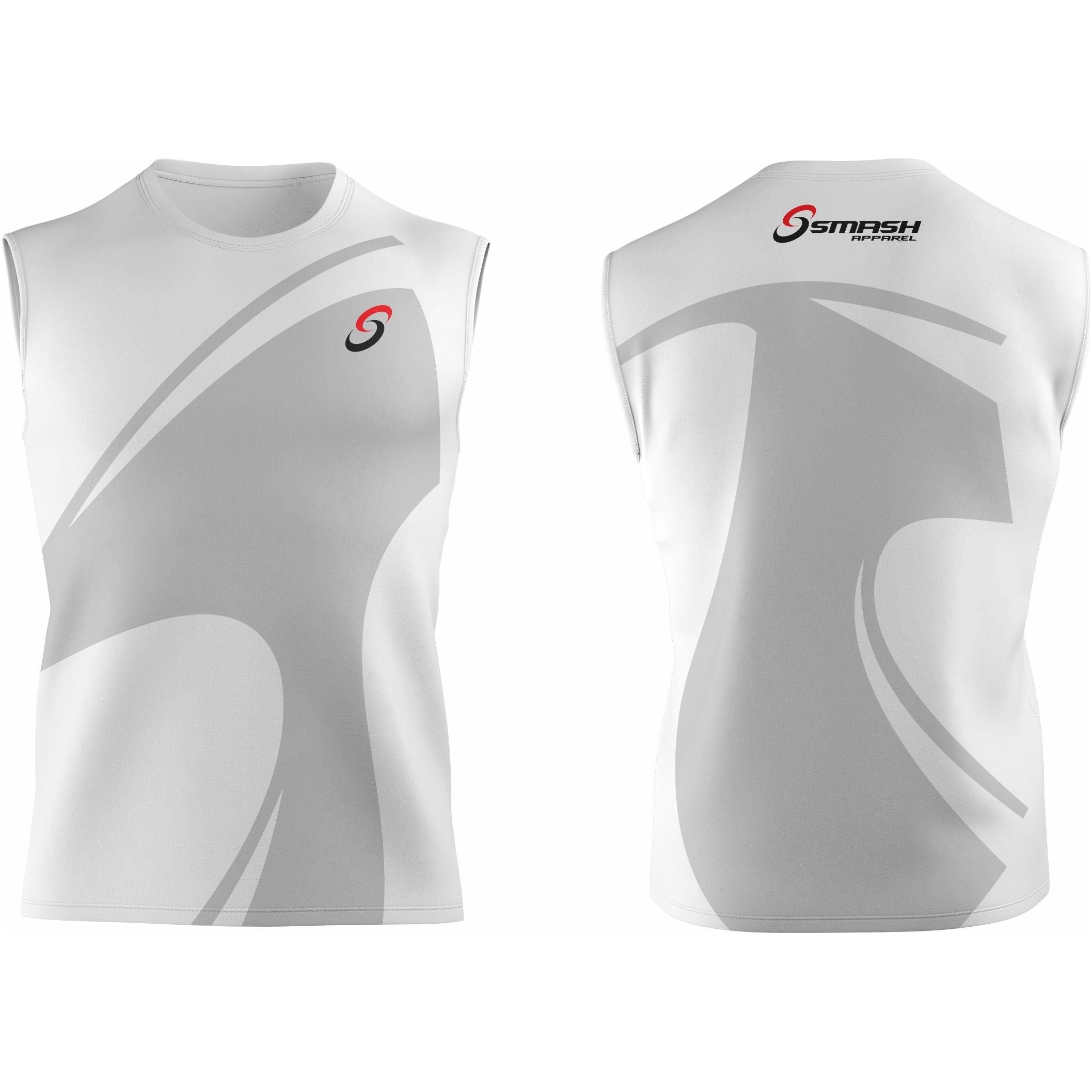 Mens Smash Apparel Sleeveless Performance Shirt (White)