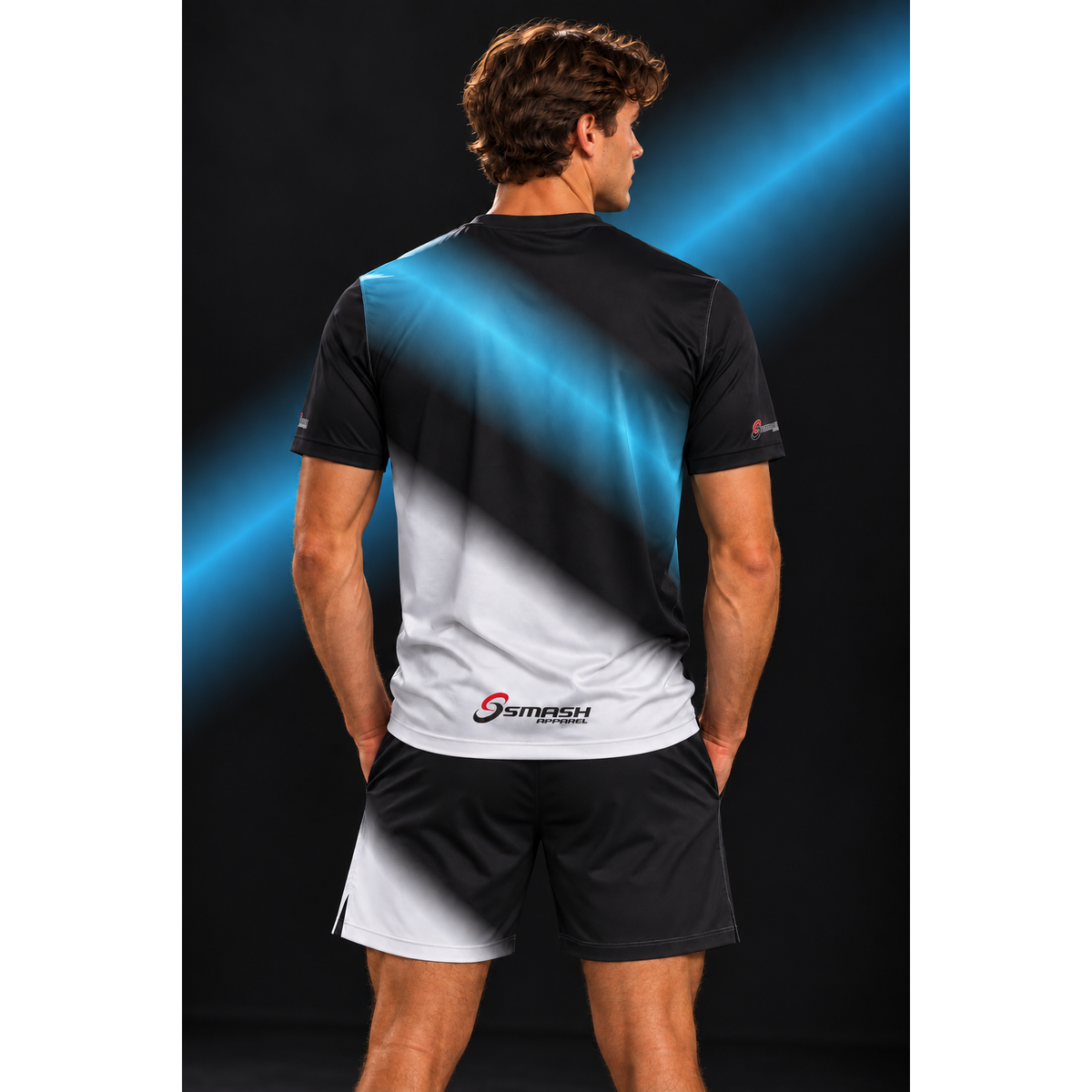 Mens Smash Apparel Performance Court Shirt - Black, Blue, White