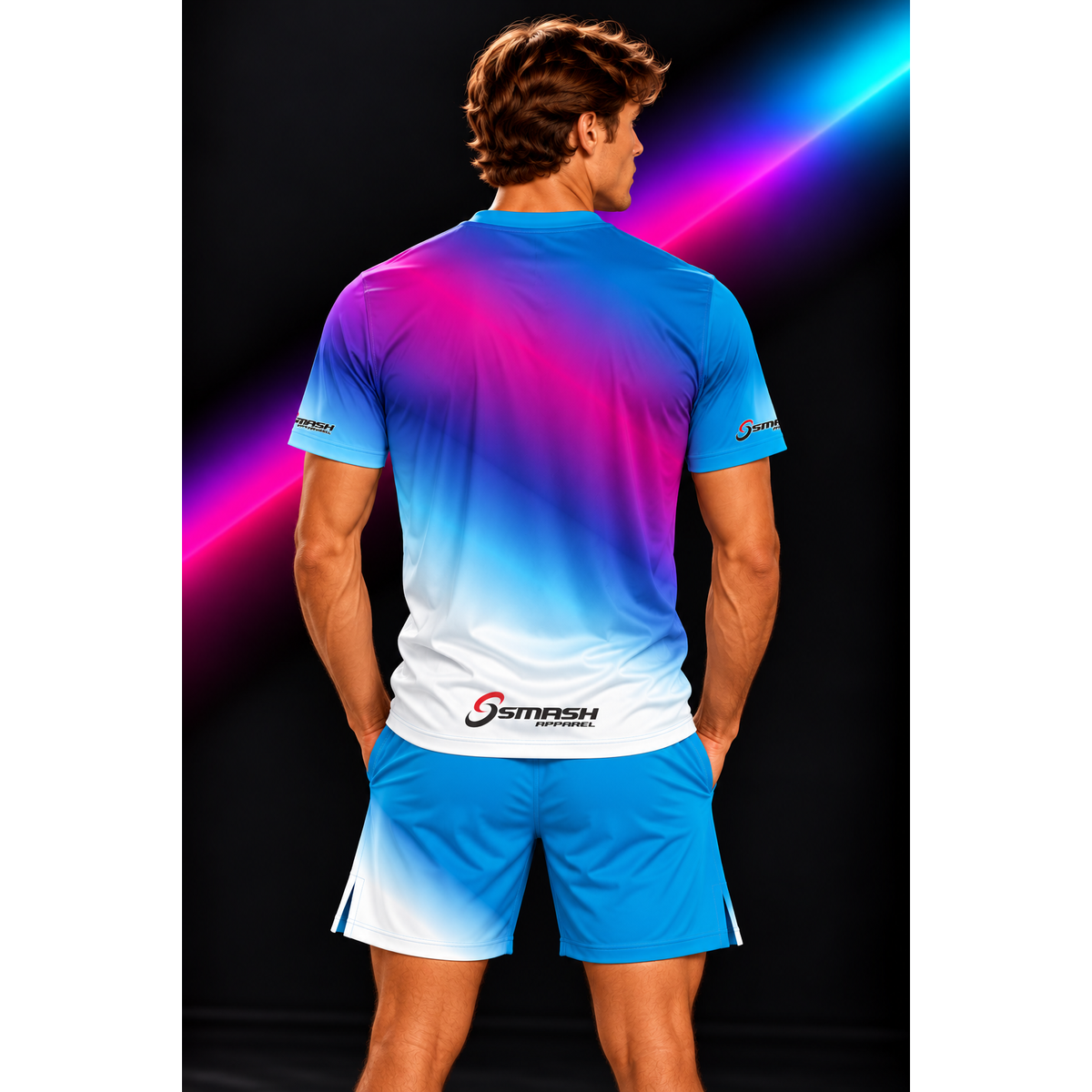 Mens Smash Apparel Performance Court Shirt - Blue, Pink, White