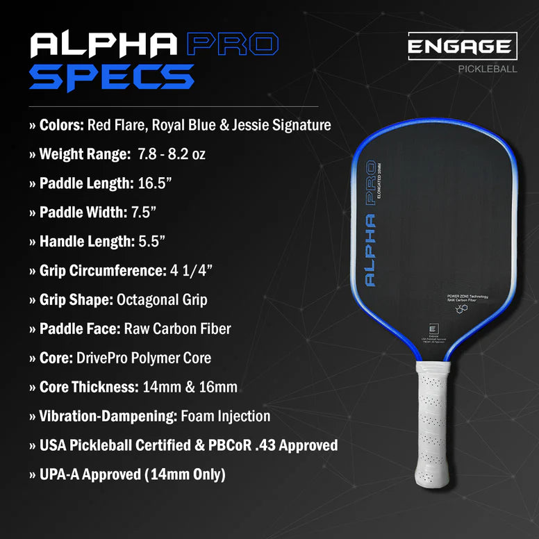 Engage Alpha Pro Pickleball Paddle (Red Flare)