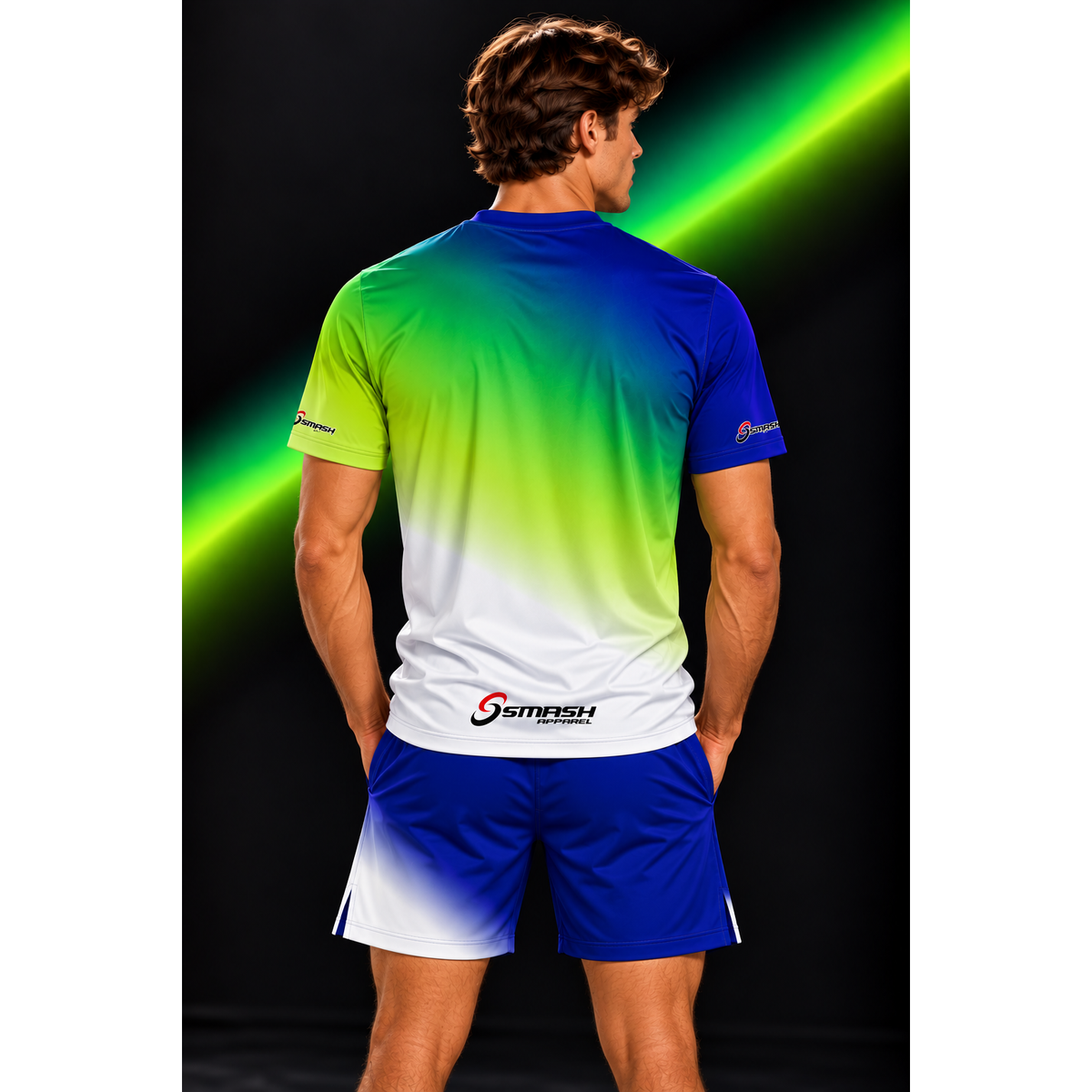 Mens Smash Apparel Performance Court Shirt - Purple, Blue, Green, White